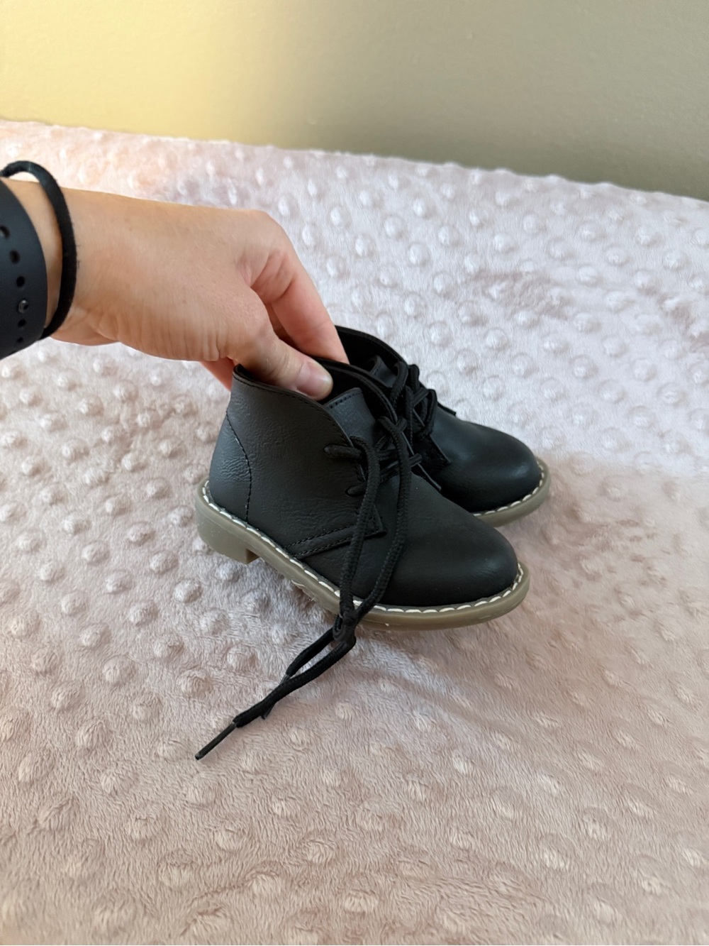 Kids Black Lace-Up Ankle Boots